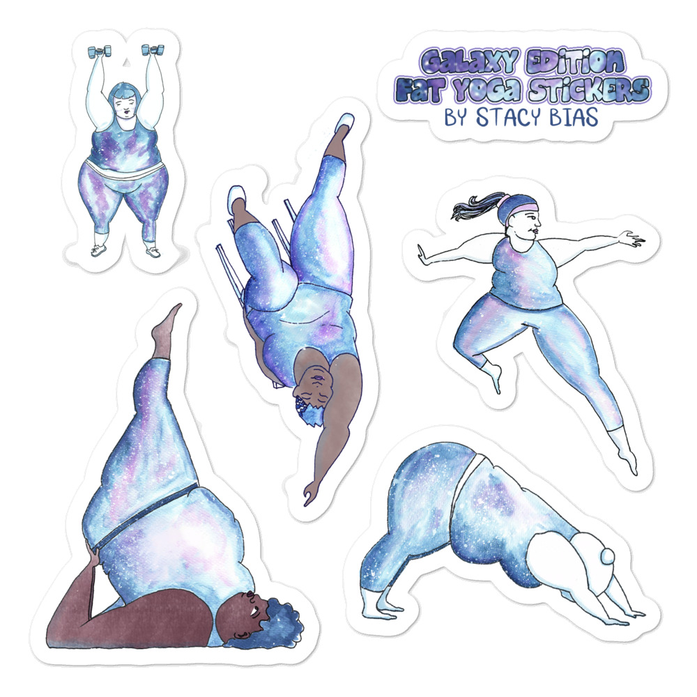 Galaxy Edition Fat Yoga/Pilates Vinyl Sticker Sheet – Rad Fatty Fashions by  Stacy Bias